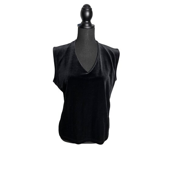 Vintage Chico's Design Women's Black Velvet Stretch Tank Size 3/XL - Picture 1 of 8